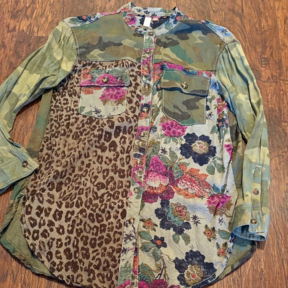 Pilcro multi print button down shirt
